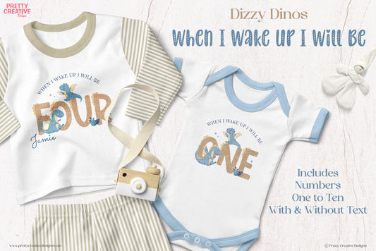 Dizzy Dinos NEUTRAL GIRL and BOY When I Wake Up I Will Be... BUNDLE