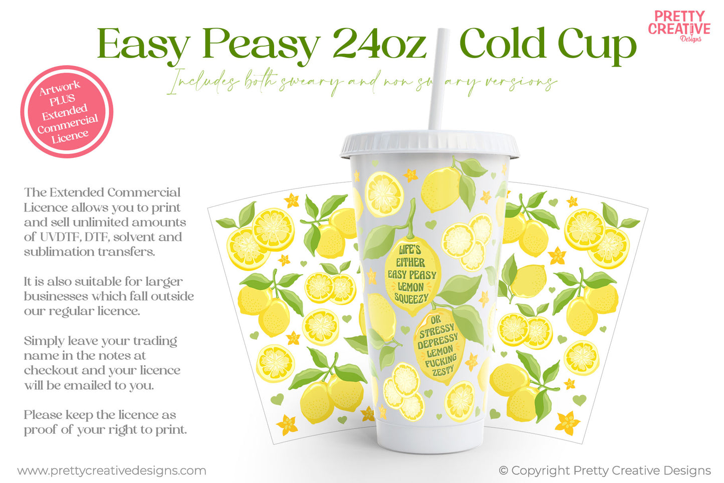Easy Peasy 24oz Cold Cup - EXTENDED COMMERCIAL LICENCE INCLUDED