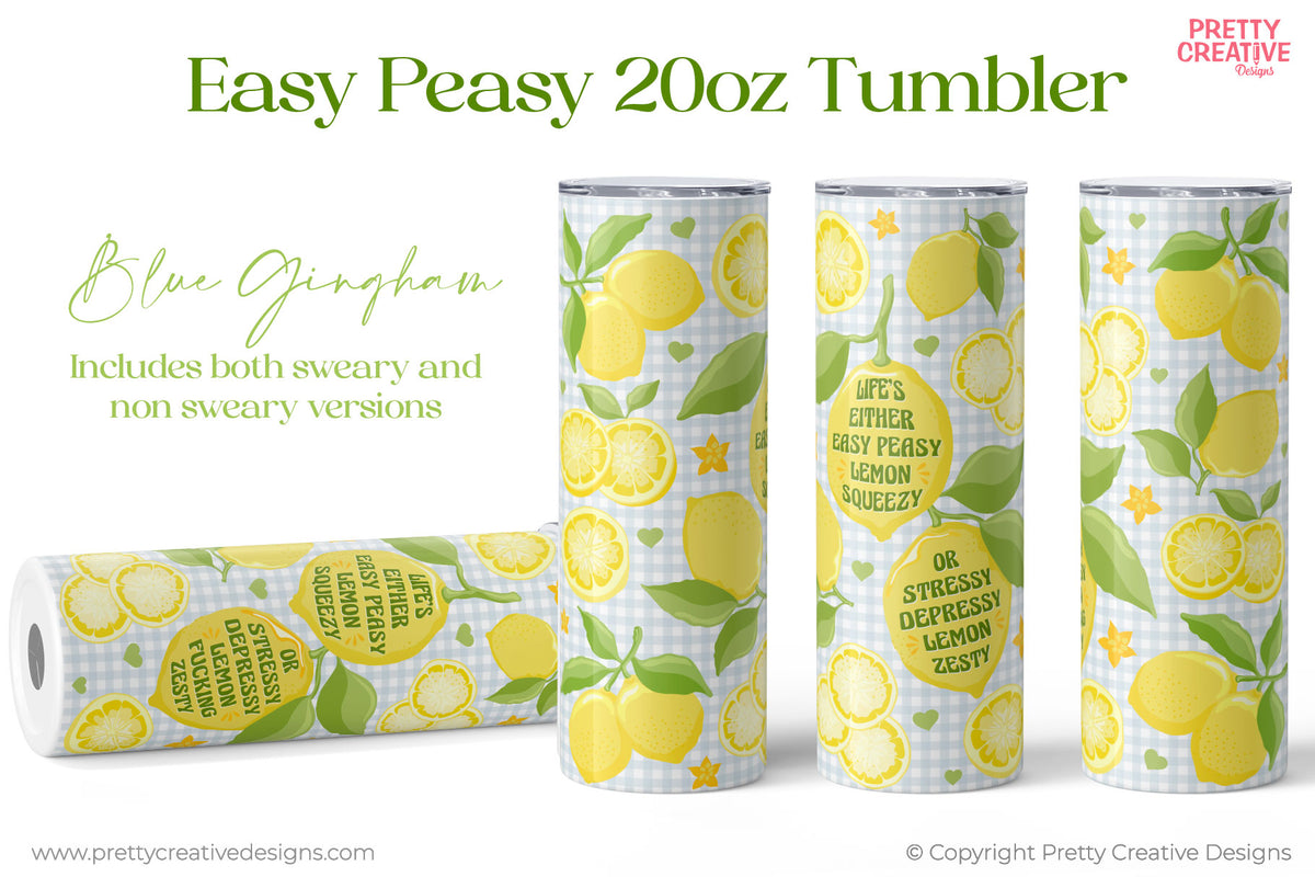 Easy Peasy 20 oz Tumbler Wrap - Blue Gingham