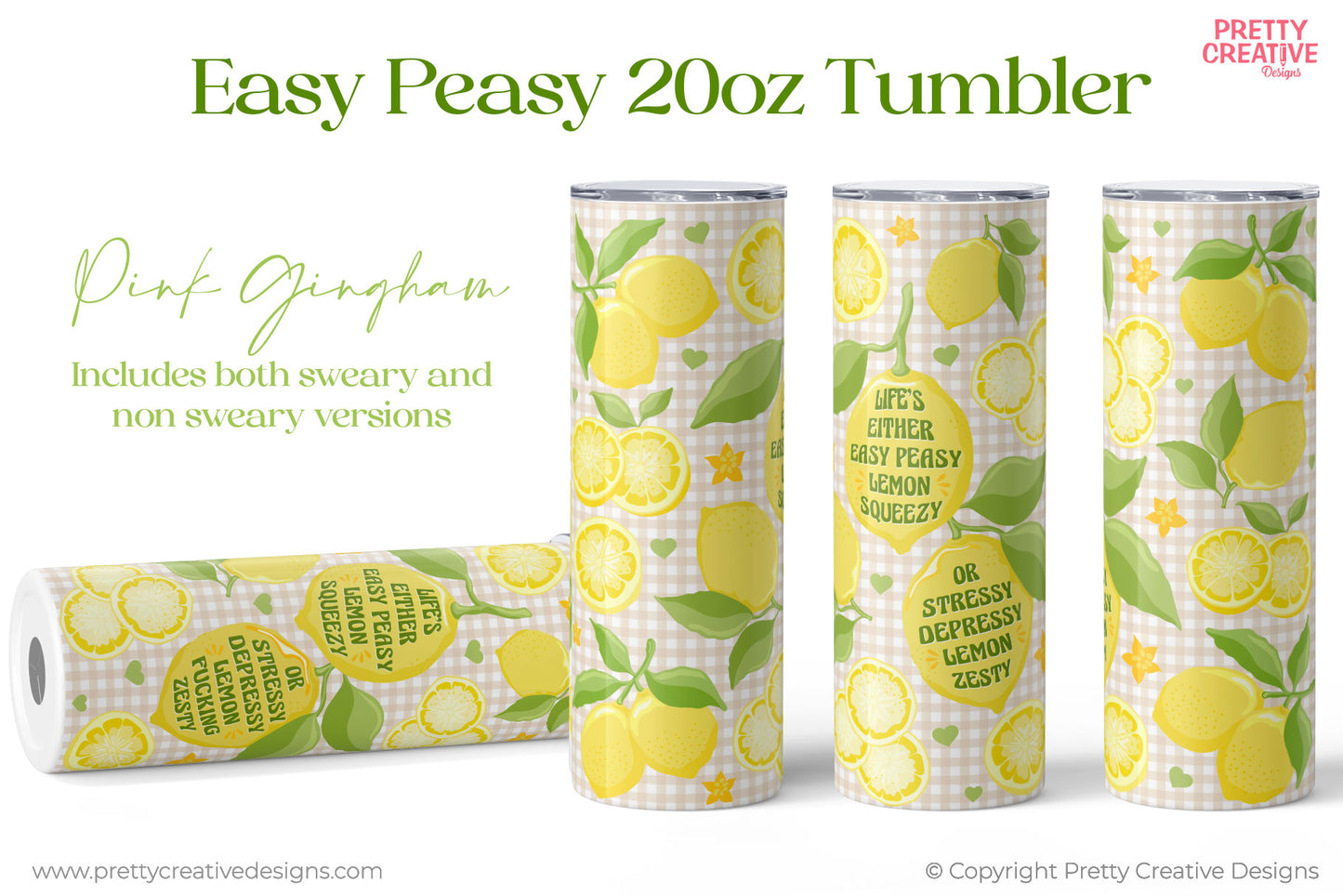 Easy Peasy 20 oz Tumbler Wrap - Pale Pink Gingham