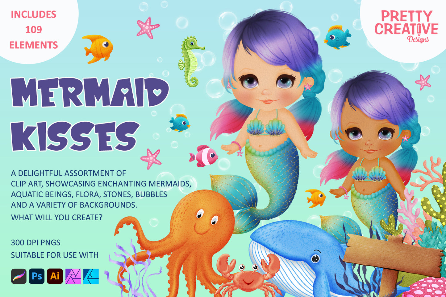 Mermaid Kisses Clip Art