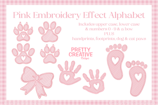 BUNDLE - Embroidery Effect Alphabet, Numbers, Footprints, Handprints and Pawprints