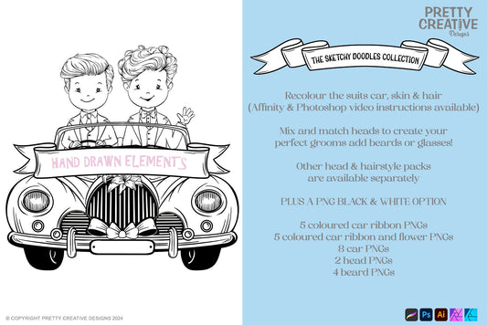 Sketchy Doodles Just Married EDITABLE Alex and Alan