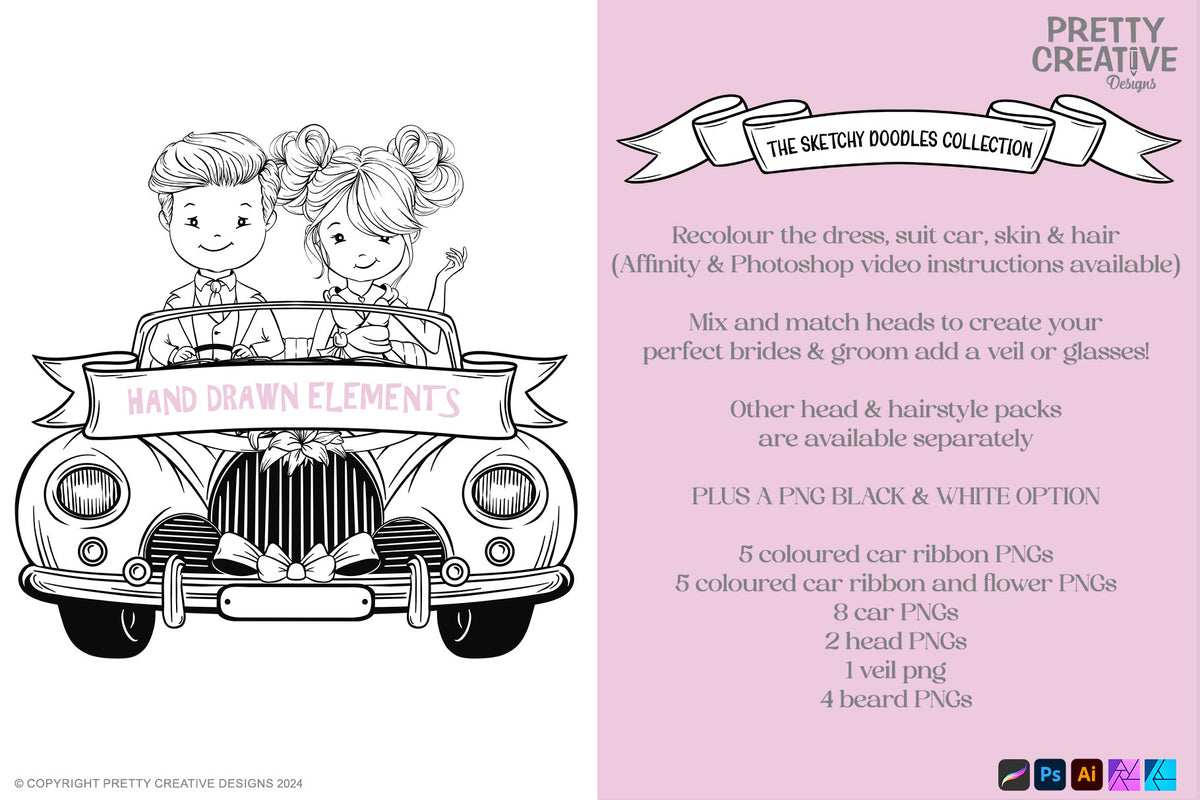 Sketchy Doodles Just Married EDITABLE Sophie & Alex