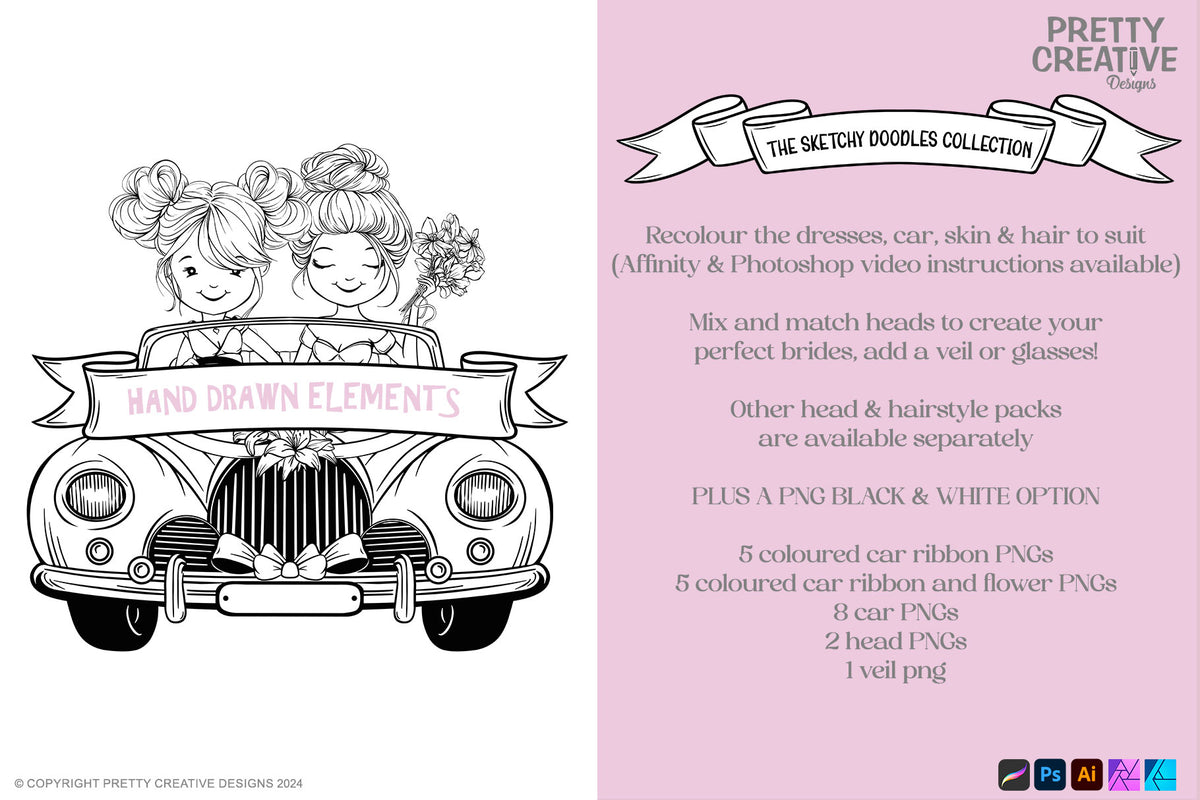 Sketchy Doodles Just Married EDITABLE Sophie and Susie