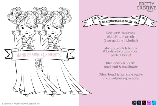 Sketchy Doodles Editable Sophie Bride