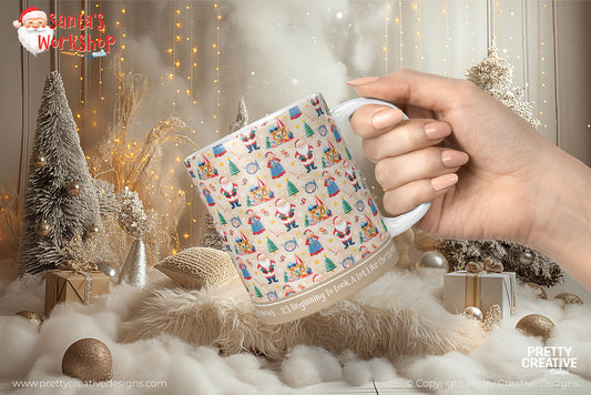Santa's Workshop Seamless Christmas Mug Wrap Set