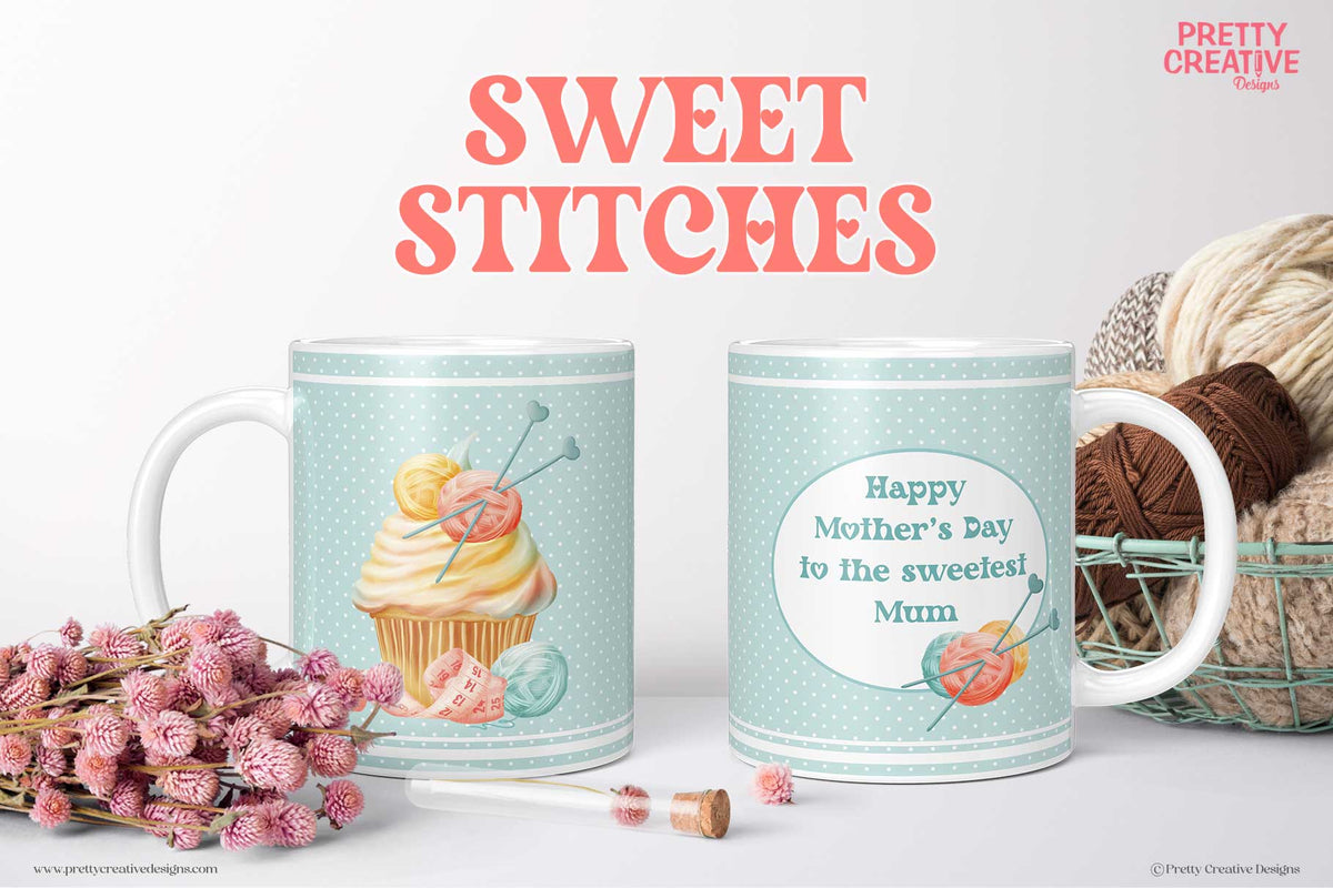 Sweet Stitches Cupcake Mug Wraps - Knitting Version