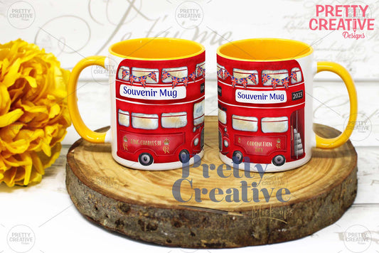 Yellow Handle Twin Mug Smart Mockup