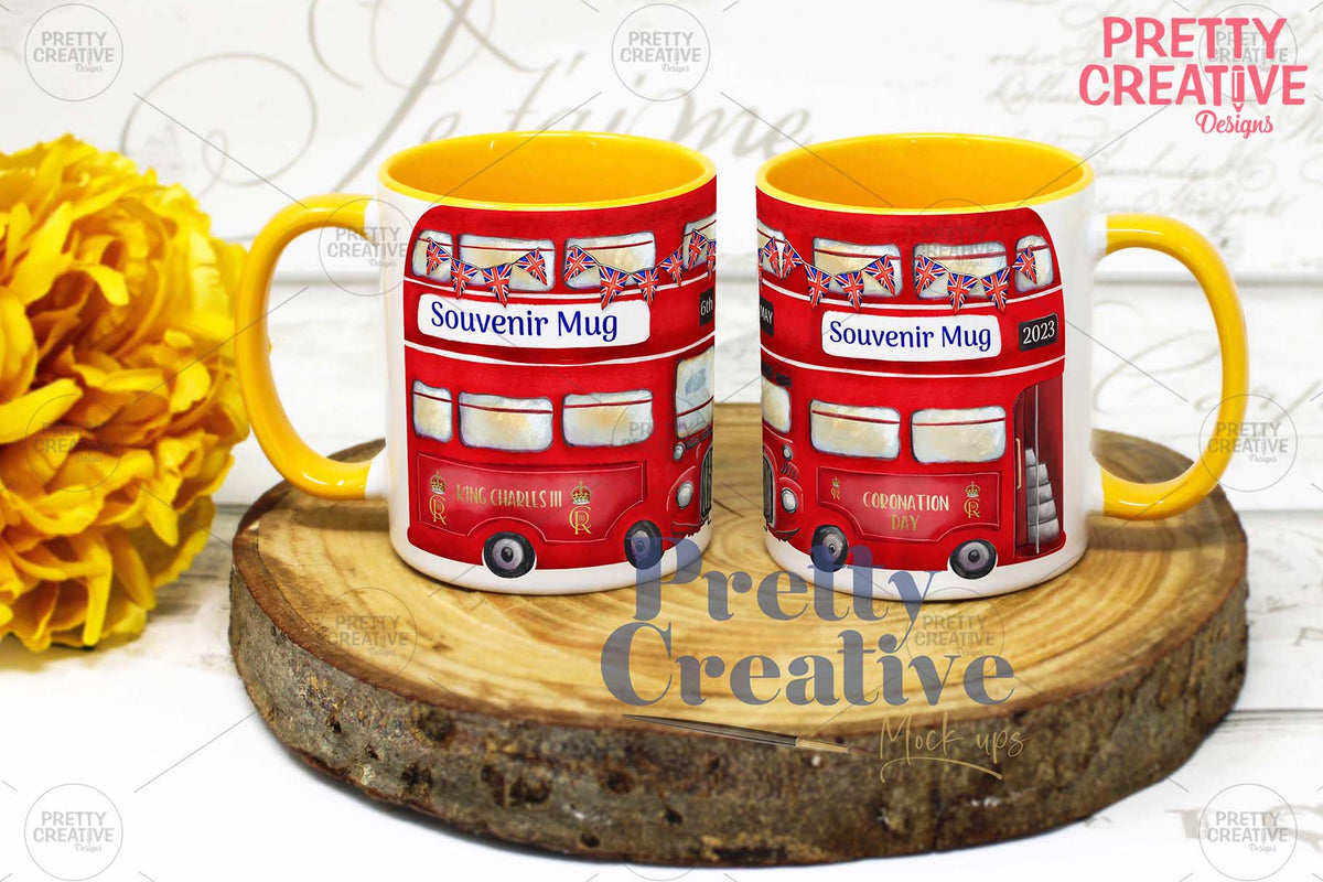 Yellow Handle Twin Mug Smart Mockup