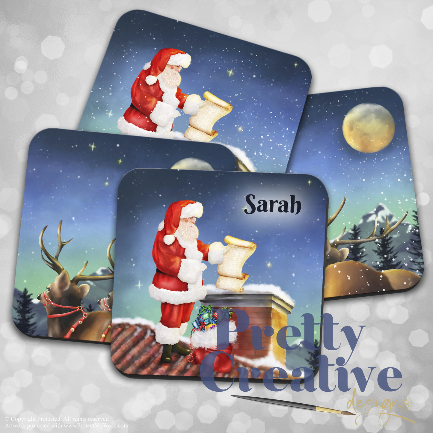 He's Checking it Twice Mug and Coaster