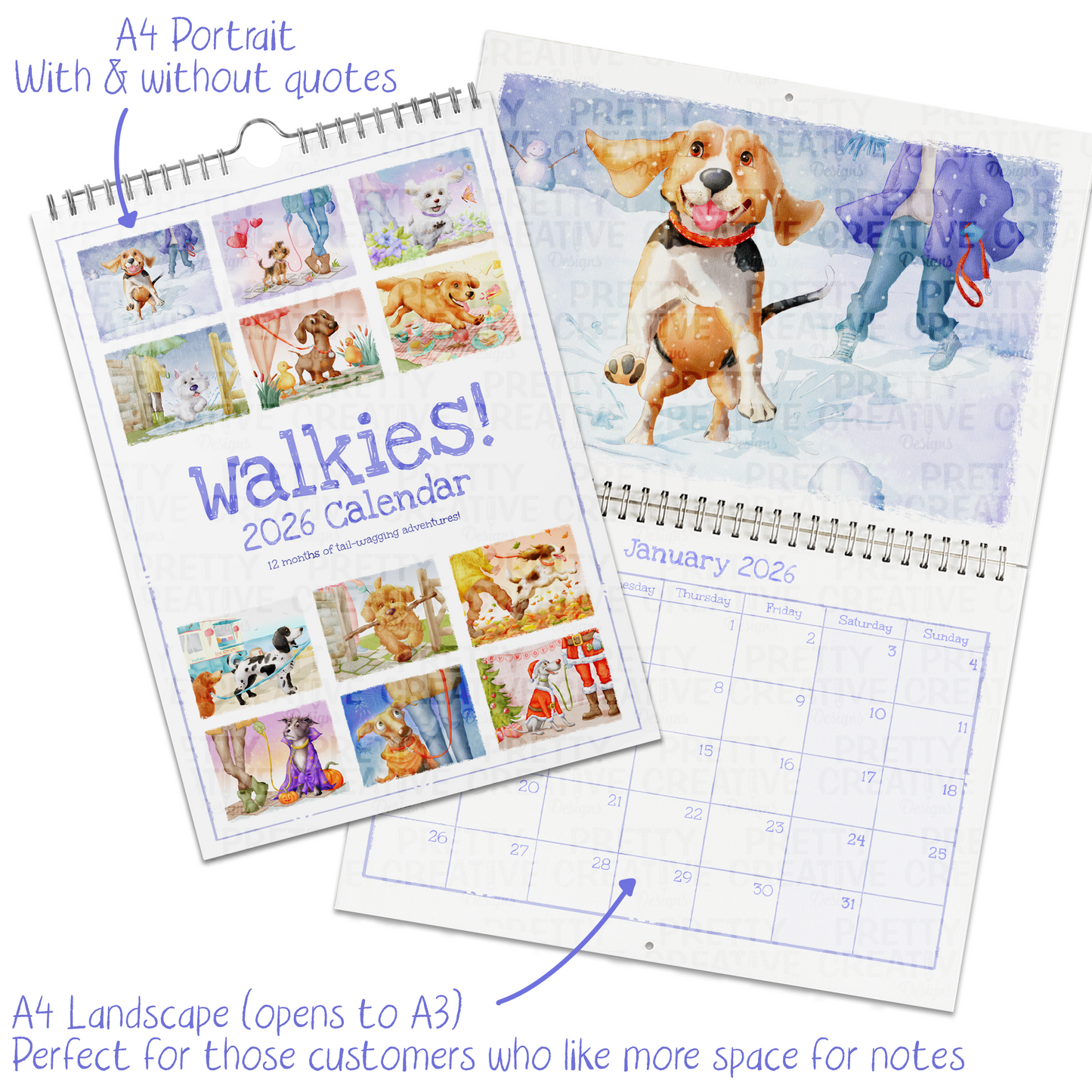 Walkies Calendar Bundle - Now updated to include 2027 and 2028