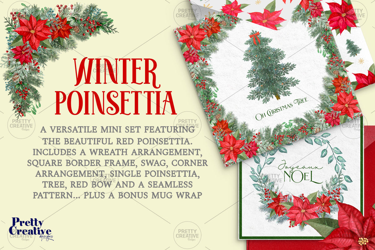Winter Poinsettia Clipart Set