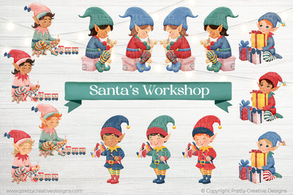 Santa's Workshop Clip Art Set