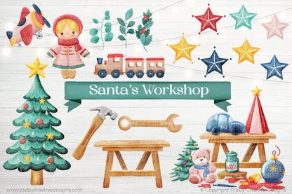 Santa's Workshop Clip Art Set