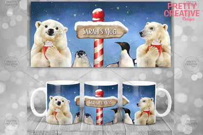 Arctic Antics Cocoa Mug and Coaster
