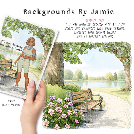 Backgrounds by Jamie - Park Summer Bench Background