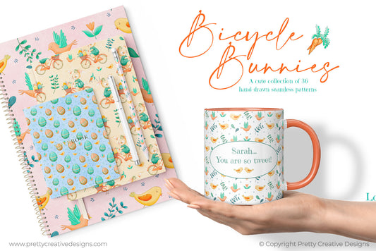 Bicycle Bunnies Seamless Patterns