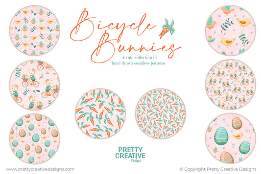 Bicycle Bunnies Seamless Patterns