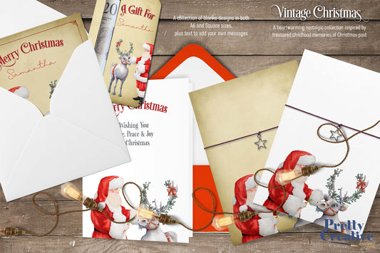 Vintage Christmas Textless Template Bundle