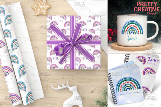 Christmas Rainbows with Seamless Paper