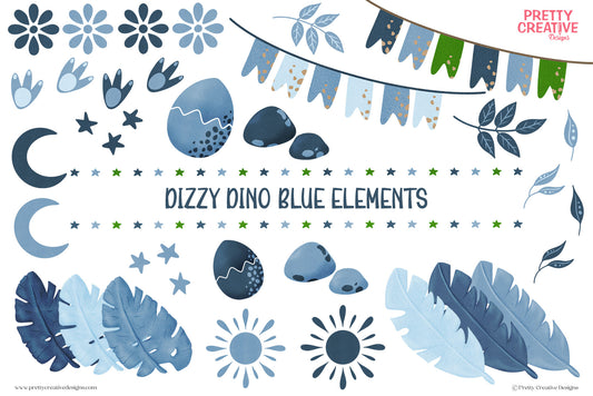 Dizzy Dino Blue Elements