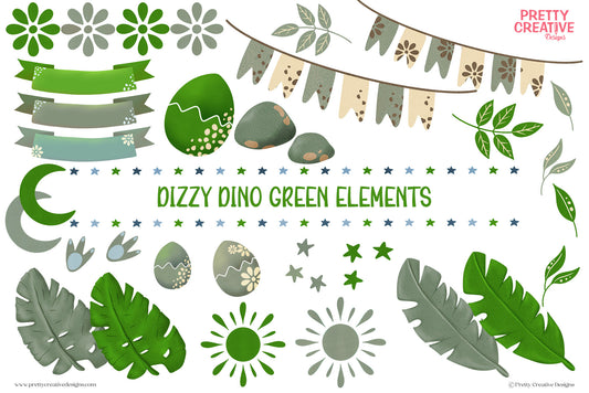 Dizzy Dino Green Elements