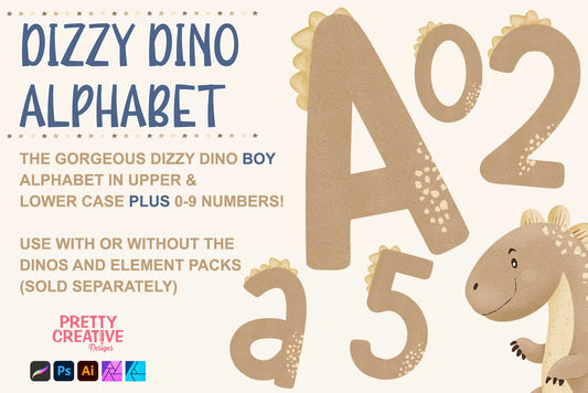 Dizzy Dino Neutral Boy Alphabet and Numbers