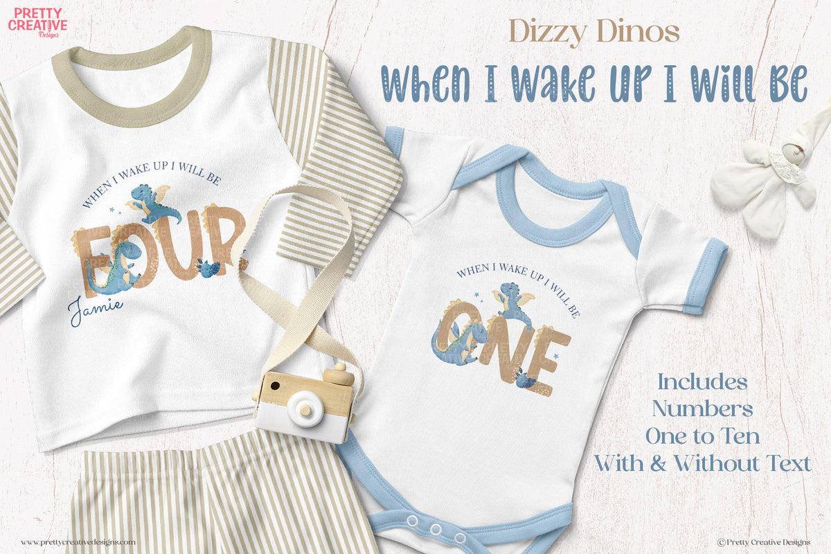 Dizzy Dinos NEUTRAL GIRL and BOY When I Wake Up I Will Be... BUNDLE