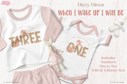 Dizzy Dinos NEUTRAL GIRL and BOY When I Wake Up I Will Be... BUNDLE