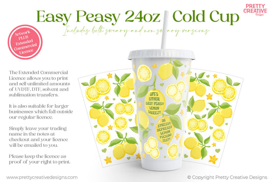 Easy Peasy 24oz Cold Cup - EXTENDED COMMERCIAL LICENCE INCLUDED