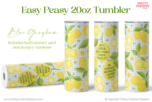 Easy Peasy 20 oz Tumbler Wrap - Blue Gingham