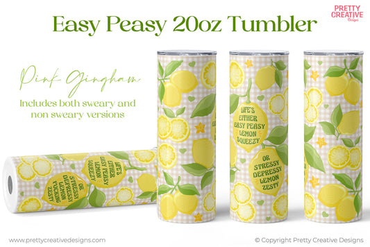 Easy Peasy 20 oz Tumbler Wrap - Pale Pink Gingham