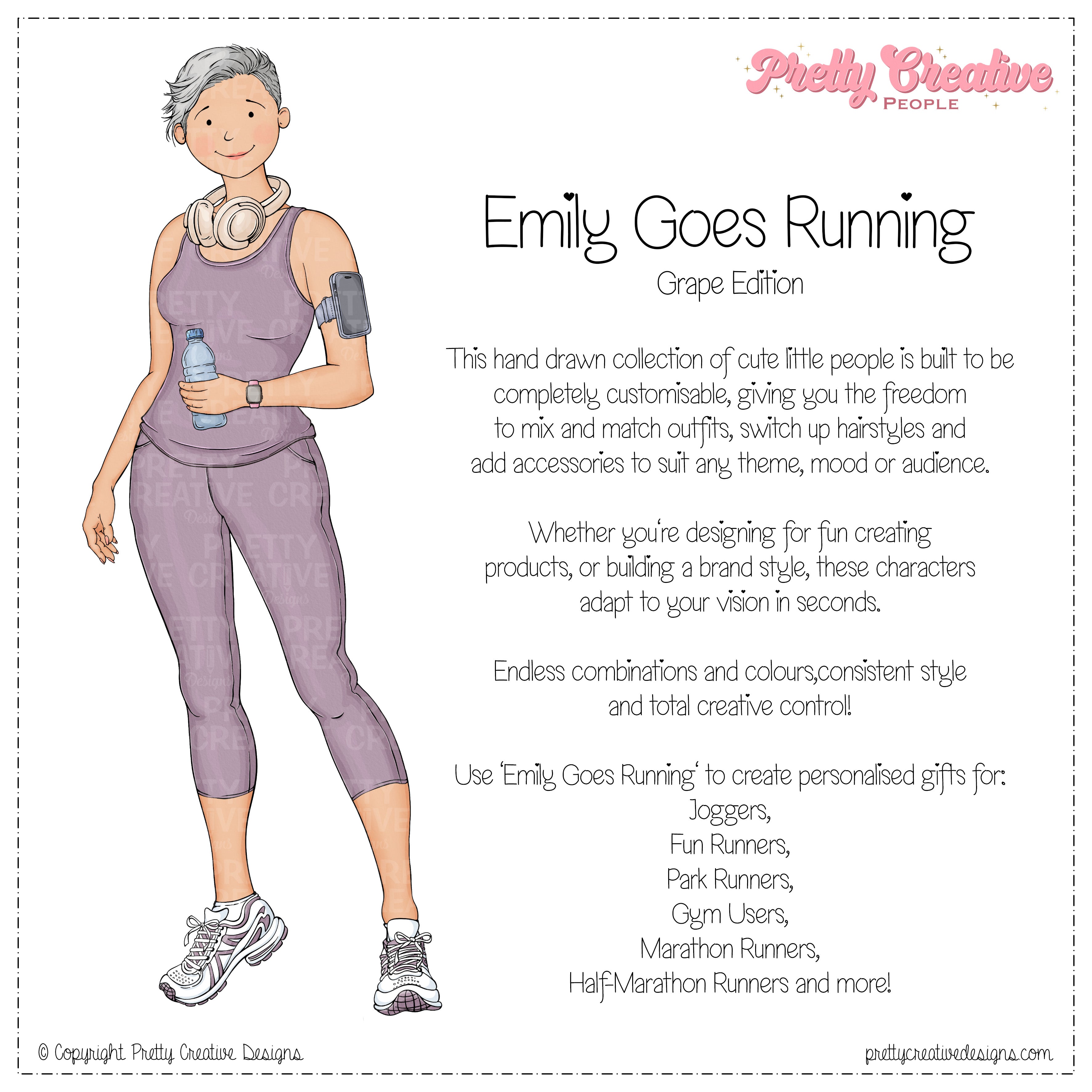 Emily (Adult) Goes Running - Grape Version – Pretty Creative Designs