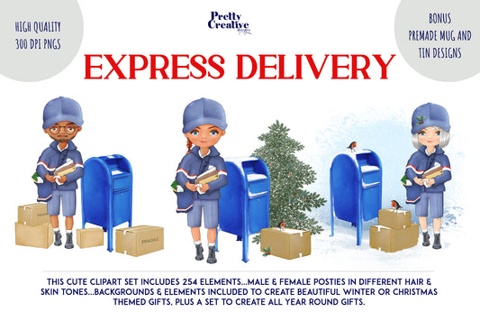 Express Delivery Clipart Set