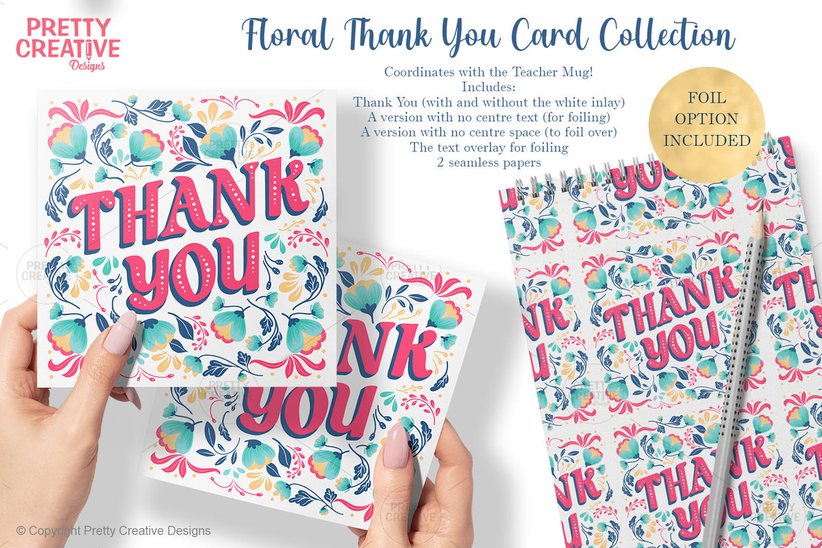 Floral Thank You Card with foil option