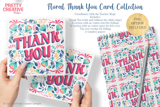 Floral Thank You Card with foil option