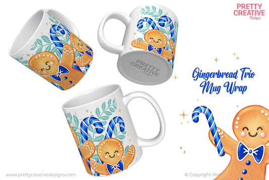 Gingerbread Trio Mug Wrap - Blue Boy