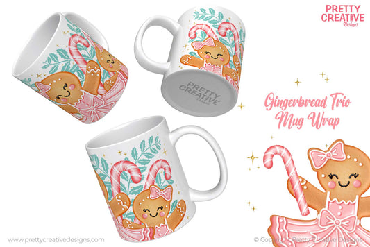 Gingerbread Trio Mug Wrap - Pink Girl