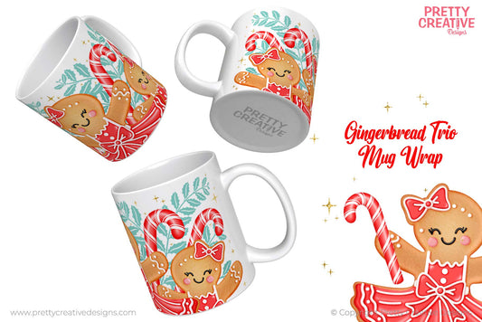 Gingerbread Trio Mug Wrap - Red Girl