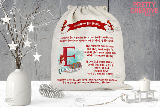 Christmas Eve Bag Template - Jolly Snowman Alphabet NOT Inc