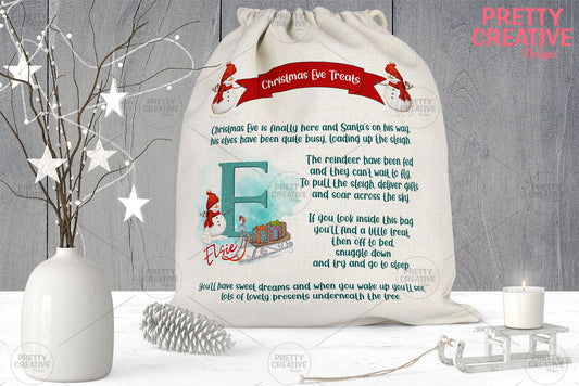 Christmas Eve Bag Template - Jolly Snowman Alphabet NOT Inc