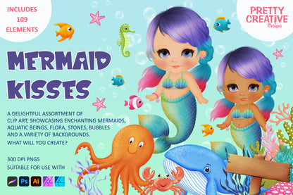 Mermaid Kisses Clip Art