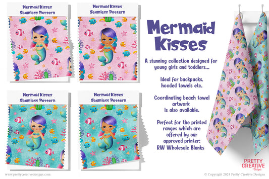Mermaid Kisses Seamless Patterns