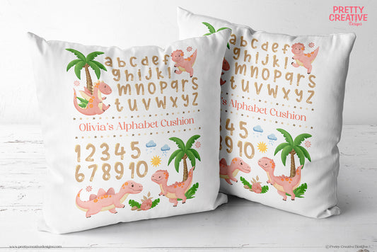 Dizzy Dinos NEUTRAL GIRL Alphabet Cushion ~ LIMITED EDITION
