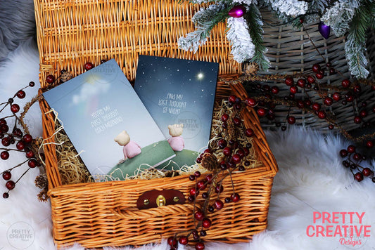 Twin Black Spine Notebook in Christmas Basket Mockup