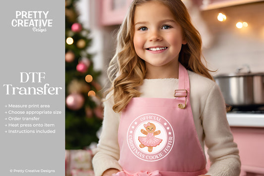 Official Christmas Cookie Tester DTF Transfer - Girl White Text