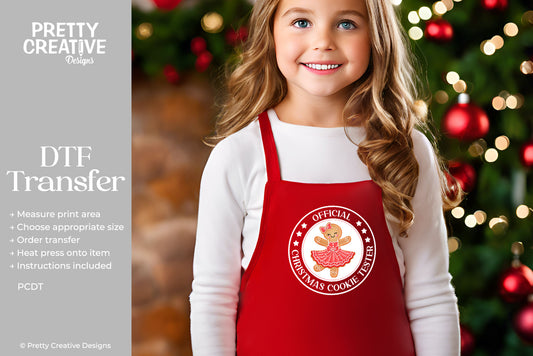 Official Christmas Cookie Tester DTF Transfer - Girl White Text