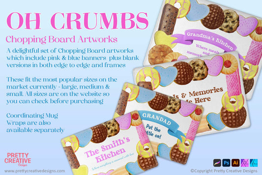 Oh Crumbs Chopping Board Artworks - Large, Medium and Small