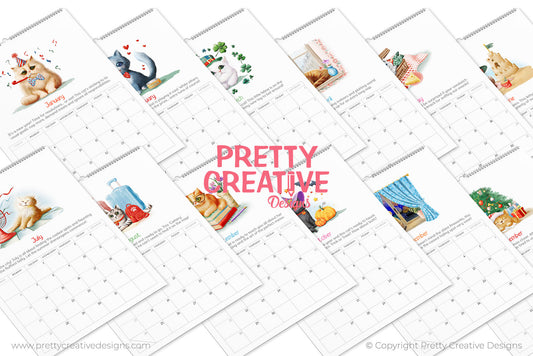 Quirky Cats 2026/2027/2028 Calendar and Standalone Illustrations - With Quotes